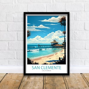 San Clemente California Travel Print| San Clemente Wall Decor San Clemente Home Living Decor San Clemente Illustration Travel Poster Gift