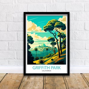 Griffith Park Travel Print| California Wall Art Griffith Observatory Illustration Los Angeles Travel Poster Gift for Griffith Park Hikers