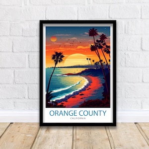 Orange County California Travel Print Wall Decor OC Wall Decor Orange County Poster California Travel Prints OC Art Print OC Illustration