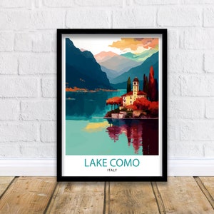 Lake Como Italy Travel Print  Wall Decor Home Living Decor Italy Illustration Travel Poster Gift For Italy Home Decor