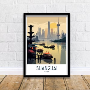 Shanghai China Travel Print  Shanghai Wall Art China Travel Poster Shanghai Illustration Travel Print Gift for Shanghai China Home Decor