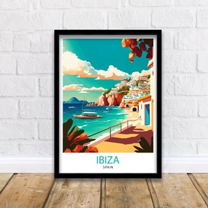 Impresión de viaje de Ibiza Arte de pared de Ibiza Decoración del hogar de Ibiza Ilustración de Ibiza Póster de viaje Regalo para amantes de Ibiza Impresión de viaje de España