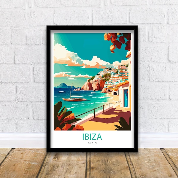 Ibiza Travel Print Ibiza Wall Art Ibiza Home Decor Ibiza Ilustración Cartel de viaje Regalo para amantes de Ibiza España Travel Print