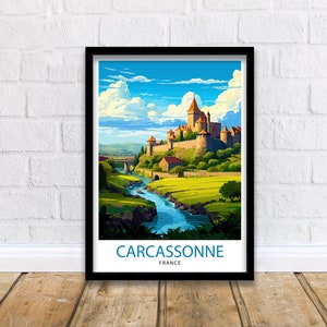 Carcassonne France Travel Print  Carcassonne Wall Decor Carcassonne Poster France Travel Prints Carcassonne Art Print Carcassonne