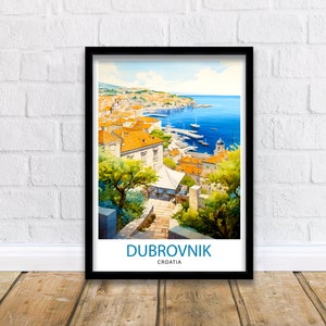 Dubrovnik Croatia Travel Print  Dubrovnik Wall Decor Dubrovnik Poster Croatia Travel Prints Dubrovnik Art Print Dubrovnik Illustration