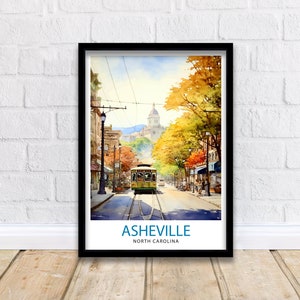 Asheville North Carolina Travel Poster Blue Ridge Mountains Art Southern Charm Print| Appalachian Scenery Wall Decor