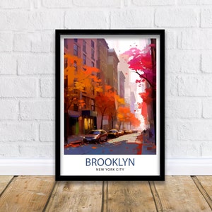 Impresión de viaje de la ciudad de Nueva York con Brooklyn/Decoración de pared de Brooklyn Póster de Brooklyn Impresiones de viajes de Nueva York Impresión artística de Brooklyn Ilustración de Brooklyn Brooklyn