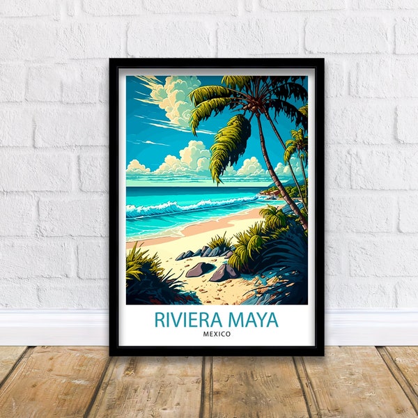 Riviera Maya Mexico Travel Print  Riviera Maya Wall Decor Riviera Maya Home Living Decor Riviera Maya Illustration Travel Poster