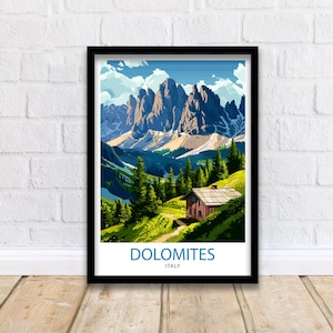 Dolomites Italy Travel Print  Dolomites Wall Art Dolomites Home Decor Italy Illustration Travel Poster Gift For Italy Lovers