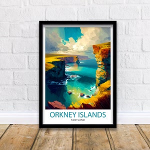 Orkney Islands Travel Print  Orkney Wall Decor Orkney Home Living Decor Orkney Islands Illustration Travel Poster Gift for Orkney Orkney