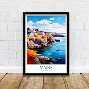 Maine New England Reisedruck | Maine Wall Decor Maine Poster USA Travel Prints Maine Kunstdruck Maine Illustration Maine Wandkunst