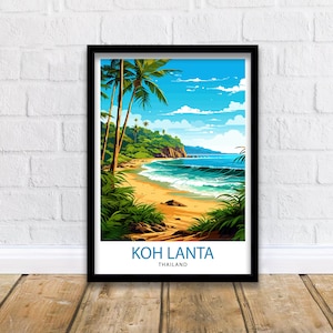 Koh Lanta Thailand Travel Print  Beach Wall Decor Tropical Island Poster Thailand Travel Prints Koh Lanta Art Print Island Paradise