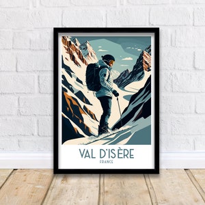 Val d&#39;isere Travel Print | Ski Poster| Travel Poster| Ski Print| Val Di&#39;sere Poster| French Alps| Skiing| Skiing Wall Art| Skiing Poster