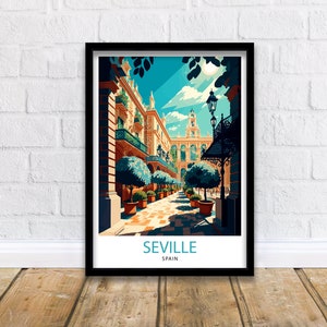Seville Spain Travel Print  Seville Wall Art Seville Home Decor Seville Travel Poster Seville Spain Illustration Gift For Seville Spain
