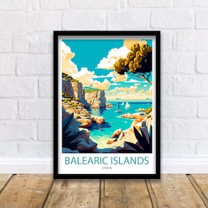 Balearen Reise Poster Wand Dekoration Haus Dekor Balearen Illustration Reise Poster Geschenk für Balearen Spanien