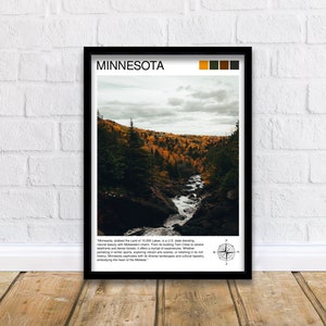 Minnesota Travel Print Minnesota Wall Decor Minnesota Poster USA Travel Prints Minnesota Art Print Minnesota Illustration Minnesota Wall Art