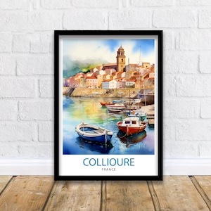 Collioure France Travel Print  Collioure Wall Decor Collioure Poster France Travel Prints Collioure Art Print Collioure Illustration