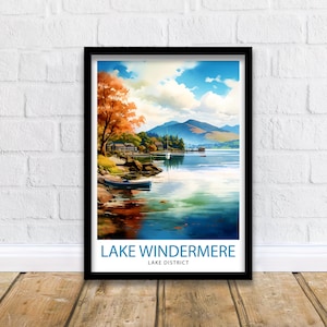 Lake Windermere Travel Print  | Lake District Print | Lake District Art | Lake District Poster | The Lake District | Travel Print