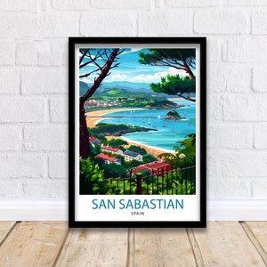 San Sebastian Travel Print  San Sebastian Wall Art San Sebastian Spain Illustration Travel Poster Gift for San Sebastian Spain Home Decor