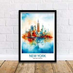 New York City Travel Print| New York Wall Art NYC Illustration Travel Poster Gift for New York Home Decor