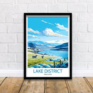 Lake District Cumbria Travel Print  Lake District Wall Art Lake District Home Decor Lake District Illustration Travel Poster, Gift for Lake