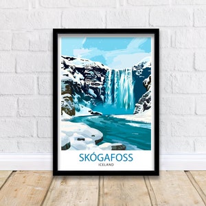 Skogafoss Waterfall Iceland Travel Print Wall Decor Wall Art Skogafoss Wall Hanging Home Décor Skogafoss Gift Art Lovers Iceland Art Lover
