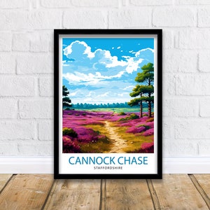 Cannock Chase AONB Print  Staffordshire Nature Reserve Art Cannock Chase Poster English Woodland Wall Decor UK Wildlife Area Illustration