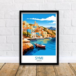 Symi Griechenland Reise Illustration Symi Wand Dekor Griechische Insel Poster Griechenland Reise Kunstdruck Symi Illustration Symi Wand Illustration
