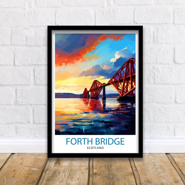 Forth Bridge Scotland Print  Iconic Scottish Engineering Poster Firth of Forth Wall Art Edinburgh Landmark Decor Historical Structure