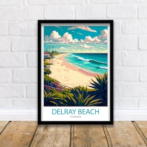 Delray Beach Florida Travel Print| Delray Beach Wall Decor Delray Beach Home Living Decor Delray Beach Florida Illustration Travel Poster