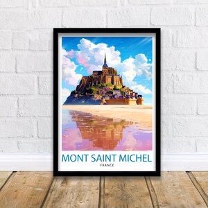 Mont Saint-Michel Travel Print  Mont Saint-Michel Wall Art Mont Saint-Michel France Illustration Travel Poster Gift For Mont Saint-Michel