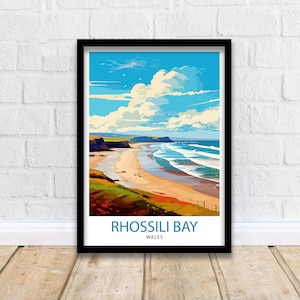 Rhossili Wales Print  Stunning Welsh Coastline Art Rhossili Bay Poster Gower Peninsula Wall Decor Welsh Beach Landscape Natural Beauty