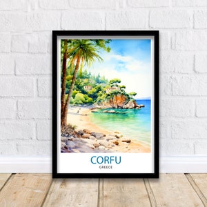 Corfu Greece Travel Print  Corfu Island Wall Decor Greek Island Poster Corfu Travel Prints Mediterranean Art Print Corfu Illustration Greece