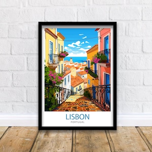 Lisbon Portugal Travel Print  Lisbon Wall Decor Lisbon Poster Portugal Travel Prints Lisbon Art Print Lisbon Illustration Lisbon Wall Art