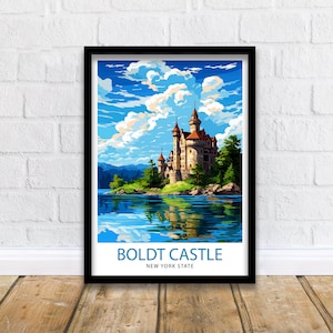 Boldt Castle New York State Travel Print| New York Wall Decor Thousand Islands Poster NY State Travel Prints Boldt Castle Art Print Thousand