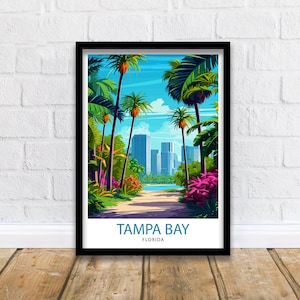 Tampa Bay Floryda Podróż Drukuj Tampa Bay Sztuka Ścienna Floryda Plakat, Tampa Bay Ilustracja Podróż Plakat Prezent Do Tampa Bay Floryda Wystrój Domu