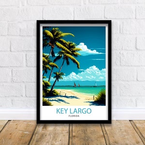 Key Largo Florida Travel Print| Key Largo Wall Art Key Largo Home Decor Key Largo Illustration Travel Poster, Florida Gift Beach House Decor