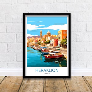 Heraklion Greece Travel Print  Heraklion Wall Decor Heraklion Poster Greece Travel Prints Heraklion Art Print Heraklion Illustration