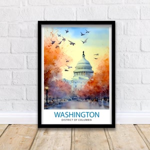 Washington DC Travel Print Wall Decor Wall Art Washington DC Wall Hanging Home Décor Washington DC Gift Art Lovers