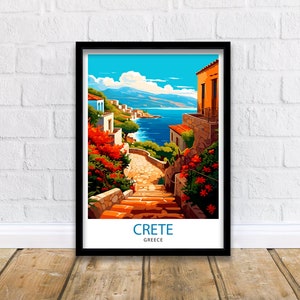 Crete Greece Travel Print  Crete Wall Decor Crete Poster Greece Travel Prints Crete Art Print Crete Illustration Crete Wall Art Greece Print