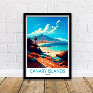 Impresión de viaje a las Islas Canarias, decoración de pared, ilustración de las Islas Canarias, póster de viaje, regalo de las Islas Canarias, decoración del hogar, viajes a España