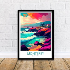 Monterey California Travel Print| Wall Art Decor for Home and Office Travel Souvenir California Coastal Art