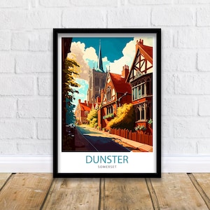 Dunster Somerset Travel Print , Dunster Wall Decor Dunster Home Living Decor Dunster Illustration Travel Poster Gift For Dunster Somerset