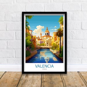Valencia Spain Print Vibrant Cityscape Art Valencia Beach Poster Spanish Architecture Wall Art Turia Gardens Decor Mediterranean Travel Gift