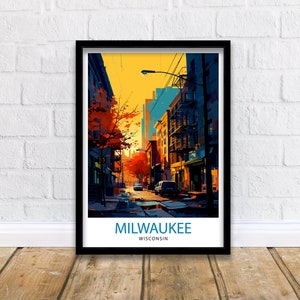 Milwaukee Wisconsin Travel Print| Milwaukee Wall Decor Milwaukee Poster USA Travel Prints Milwaukee Art Print Milwaukee Illustration