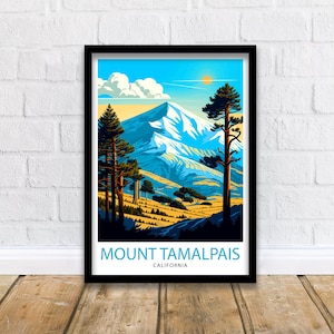 Mount Tamalpais Travel Print| California Wall Art Mount Tamalpais Poster Mountain Landscape Travel Poster California Decor, Nature Print