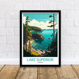 Lake Superior Canada Travel Print  Lake Superior Wall Art Canada Travel Poster Lake Superior Home Decor Lake Superior Illustration Gift