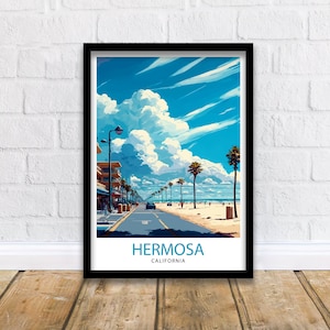 Hermosa Beach California Travel Print| Hermosa Beach Wall Decor Hermosa Beach Home Living Decor Hermosa Beach Illustration Travel Poster
