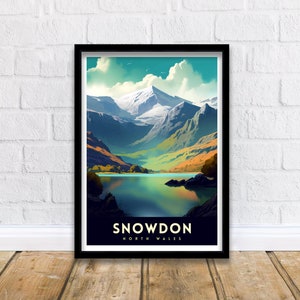 Snowdonia National Park Travel Print  Wall Art Decor Snowdonia Illustration Travel Poster Wales Home Decor Mountain Landscape Print