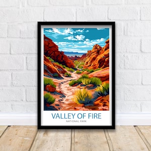 Valley of Fire State Park Print  Nevada Desert Art Vibrant Landscape Poster Ancient Rock Formations Wall Decor Outdoor Exploration